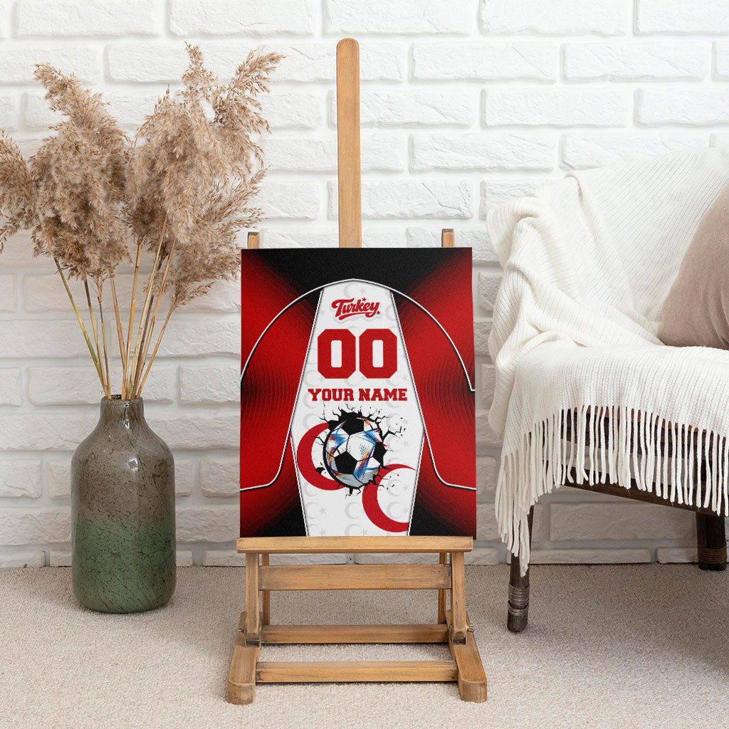 Personalized Turkey Football Grey Wolf Canvas Wall Art Turkish Mascot Soccer Ball Burst