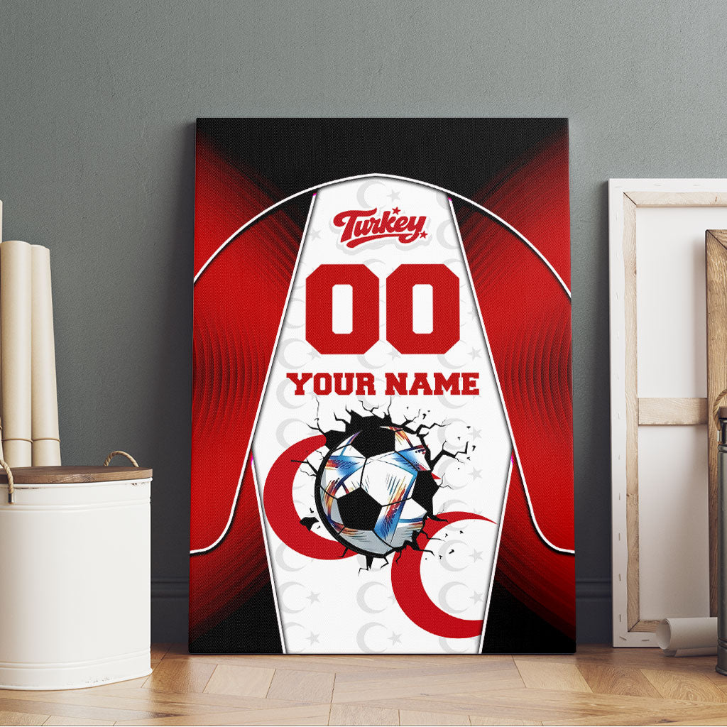 Personalized Turkey Football Grey Wolf Canvas Wall Art Turkish Mascot Soccer Ball Burst