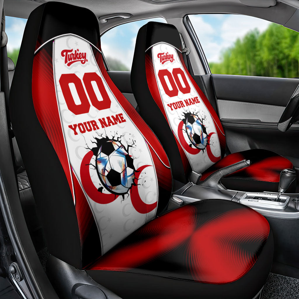 Personalized Turkey Football Grey Wolf Car Seat Cover Turkish Mascot Soccer Ball Burst