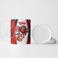 Personalized Turkey Football Grey Wolf Ceramic Mug Turkish Mascot Soccer Ball Burst