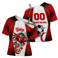 Personalized Turkey Football Grey Wolf Cross Shoulder Shirt Turkish Mascot Soccer Ball Burst