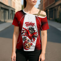 Personalized Turkey Football Grey Wolf Cross Shoulder Shirt Turkish Mascot Soccer Ball Burst