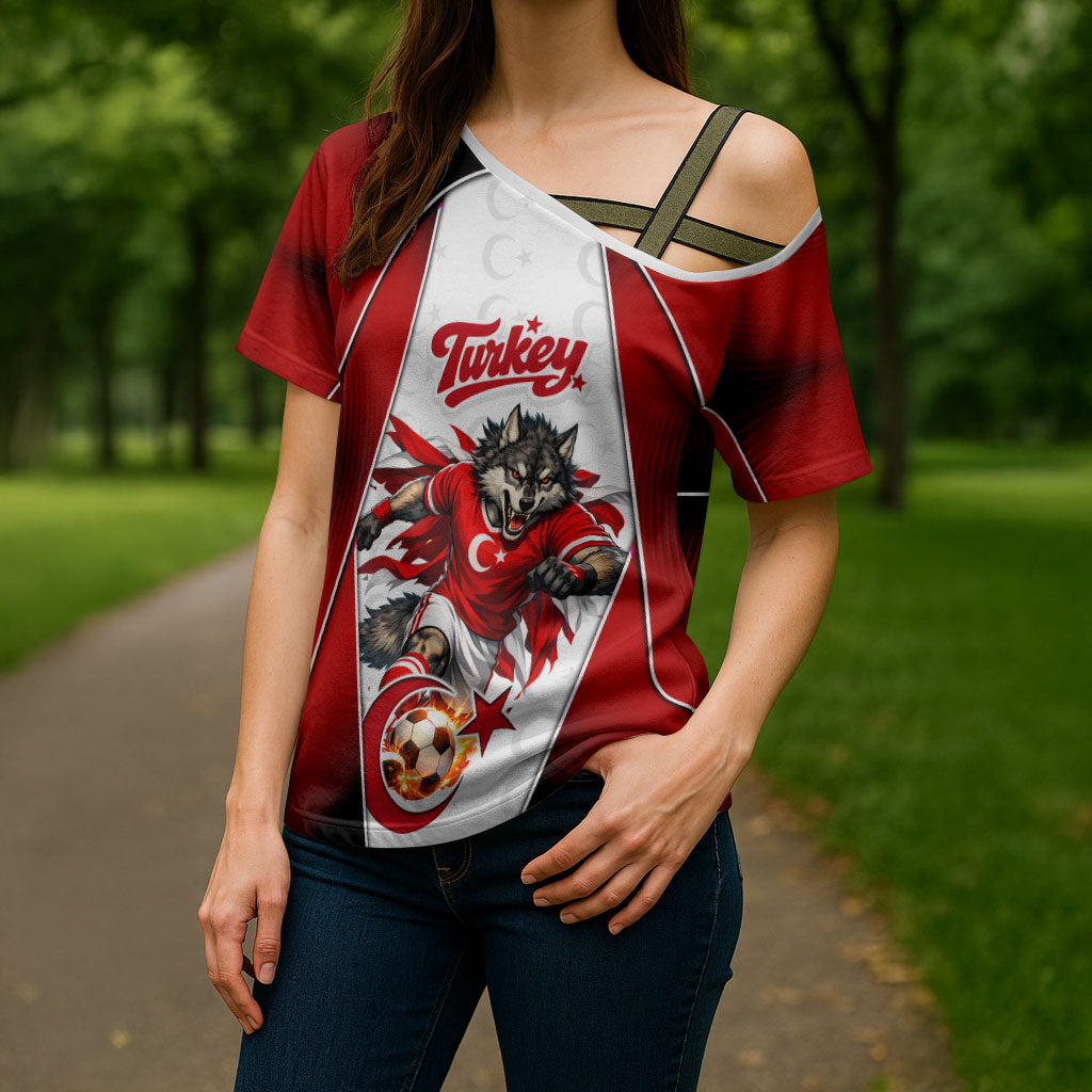 Personalized Turkey Football Grey Wolf Cross Shoulder Shirt Turkish Mascot Soccer Ball Burst