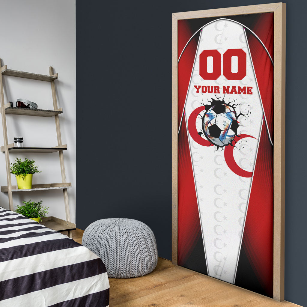 Personalized Turkey Football Grey Wolf Door Cover Turkish Mascot Soccer Ball Burst