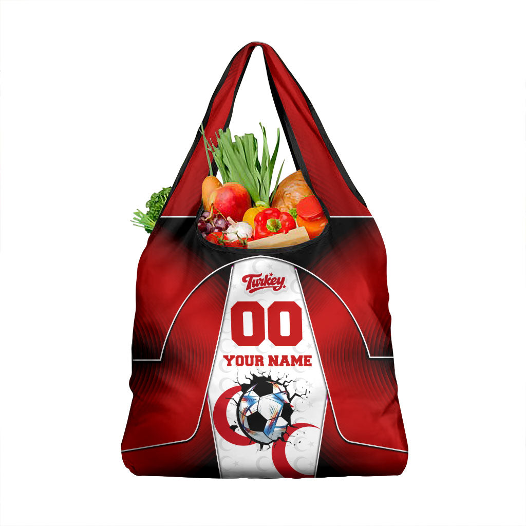 Personalized Turkey Football Grey Wolf Grocery Bag Turkish Mascot Soccer Ball Burst