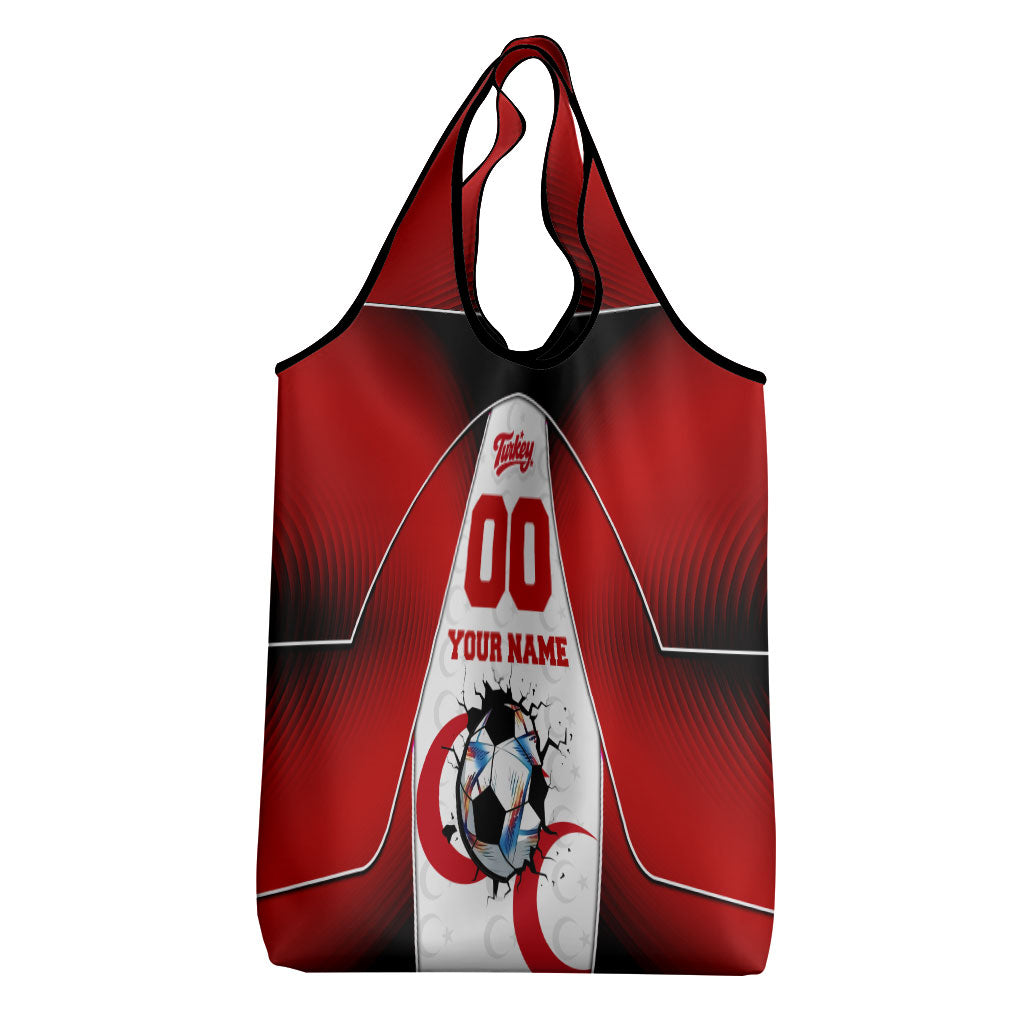 Personalized Turkey Football Grey Wolf Grocery Bag Turkish Mascot Soccer Ball Burst