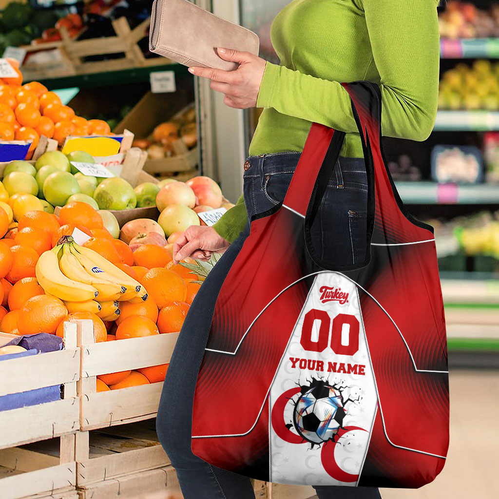 Personalized Turkey Football Grey Wolf Grocery Bag Turkish Mascot Soccer Ball Burst