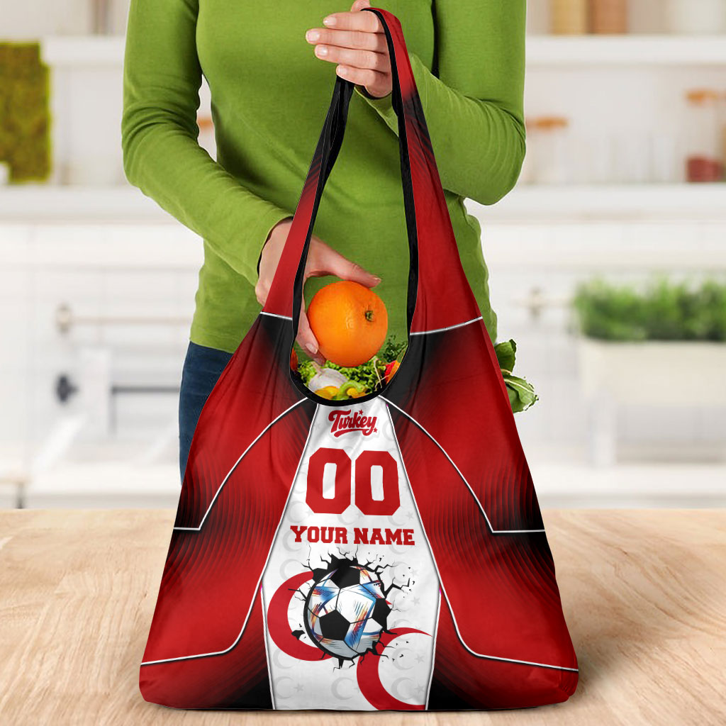 Personalized Turkey Football Grey Wolf Grocery Bag Turkish Mascot Soccer Ball Burst