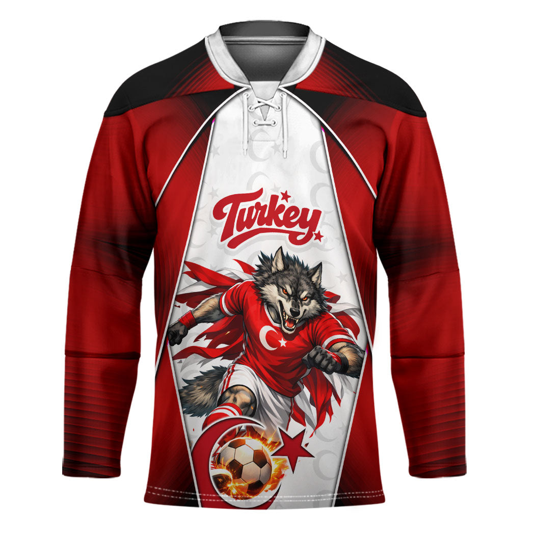 Personalized Turkey Football Grey Wolf Hockey Jersey Turkish Mascot Soccer Ball Burst