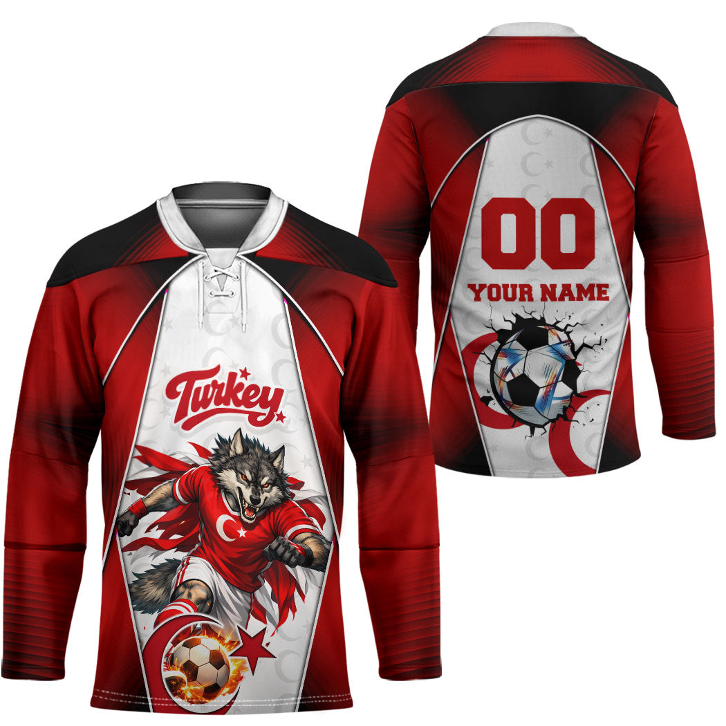 Personalized Turkey Football Grey Wolf Hockey Jersey Turkish Mascot Soccer Ball Burst