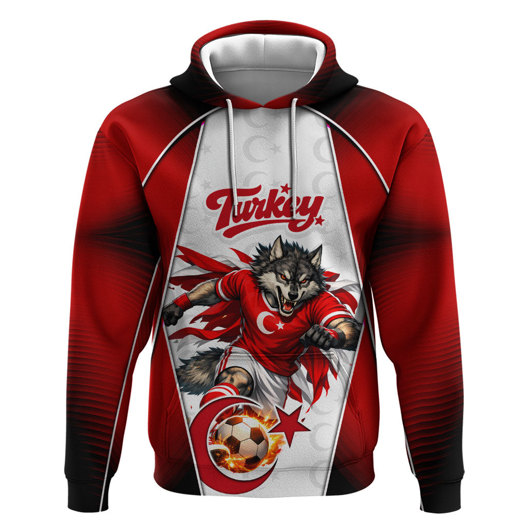 Personalized Turkey Football Grey Wolf Hoodie Turkish Mascot Soccer Ball Burst