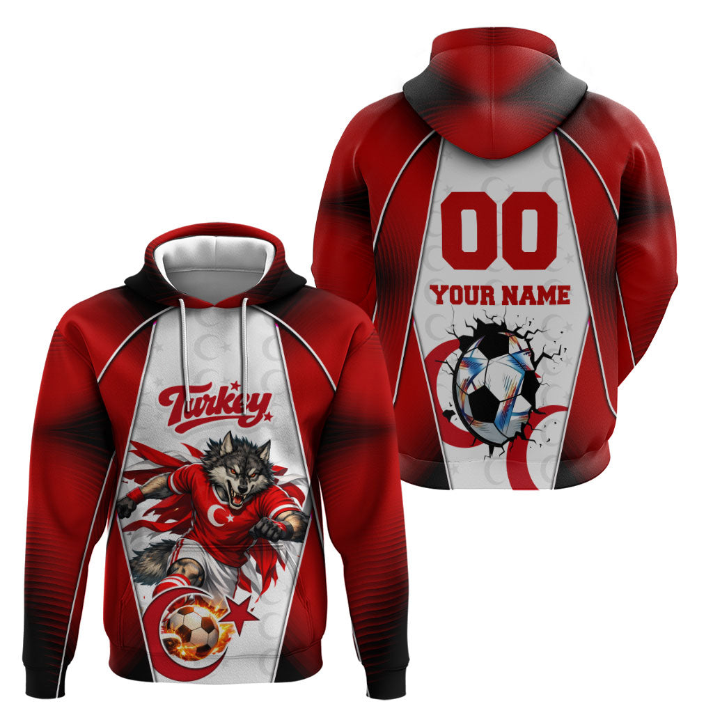 Personalized Turkey Football Grey Wolf Hoodie Turkish Mascot Soccer Ball Burst