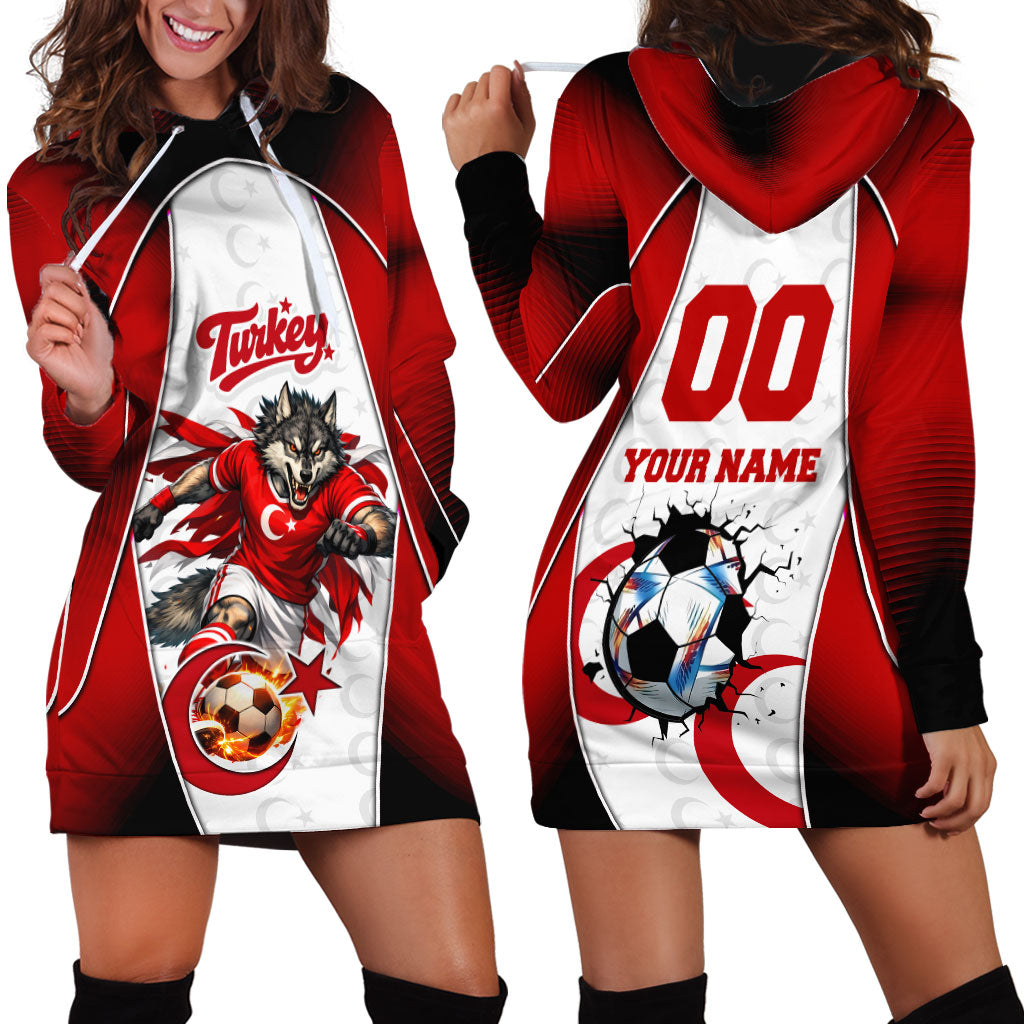 Personalized Turkey Football Grey Wolf Hoodie Dress Turkish Mascot Soccer Ball Burst