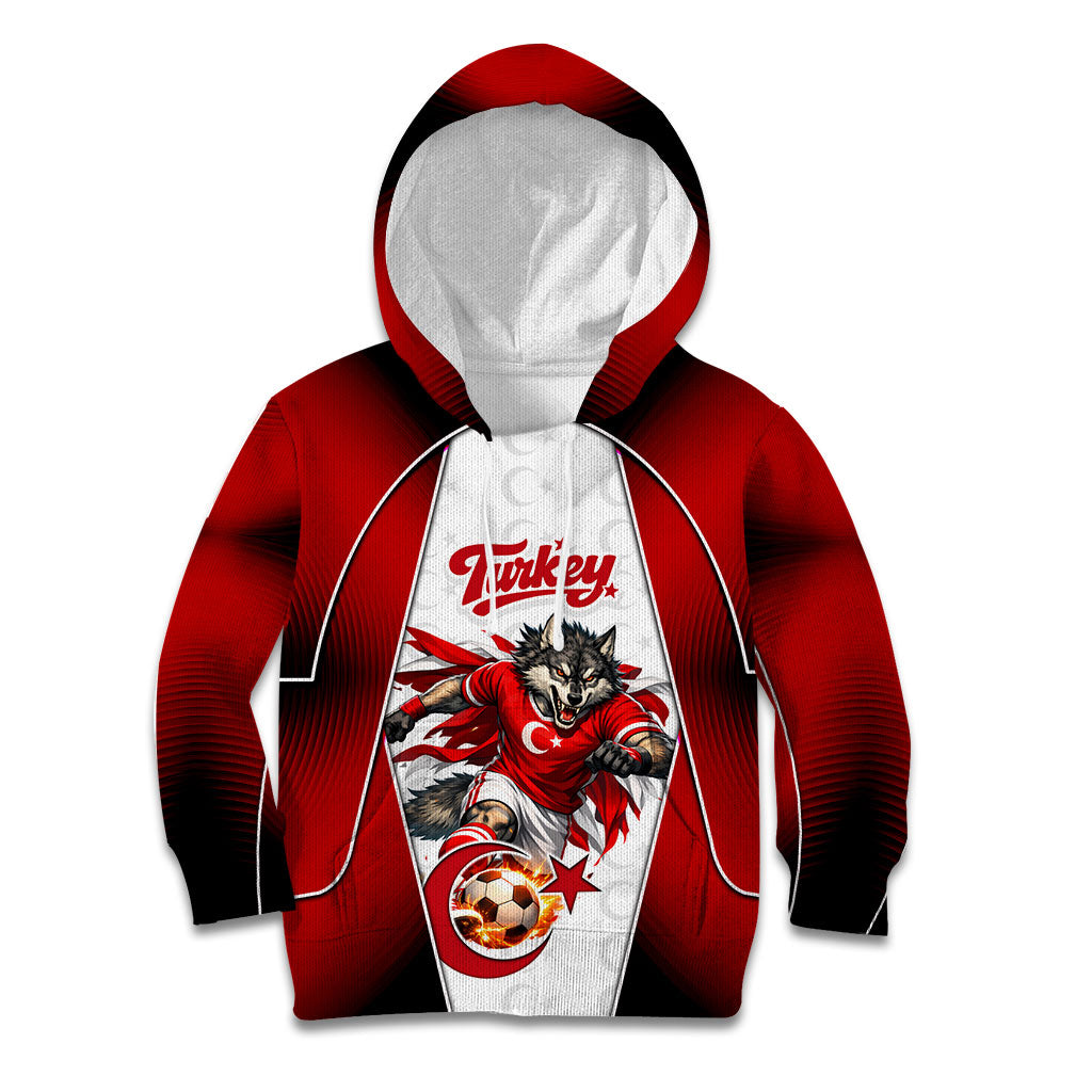 Personalized Turkey Football Grey Wolf Kid Hoodie Turkish Mascot Soccer Ball Burst