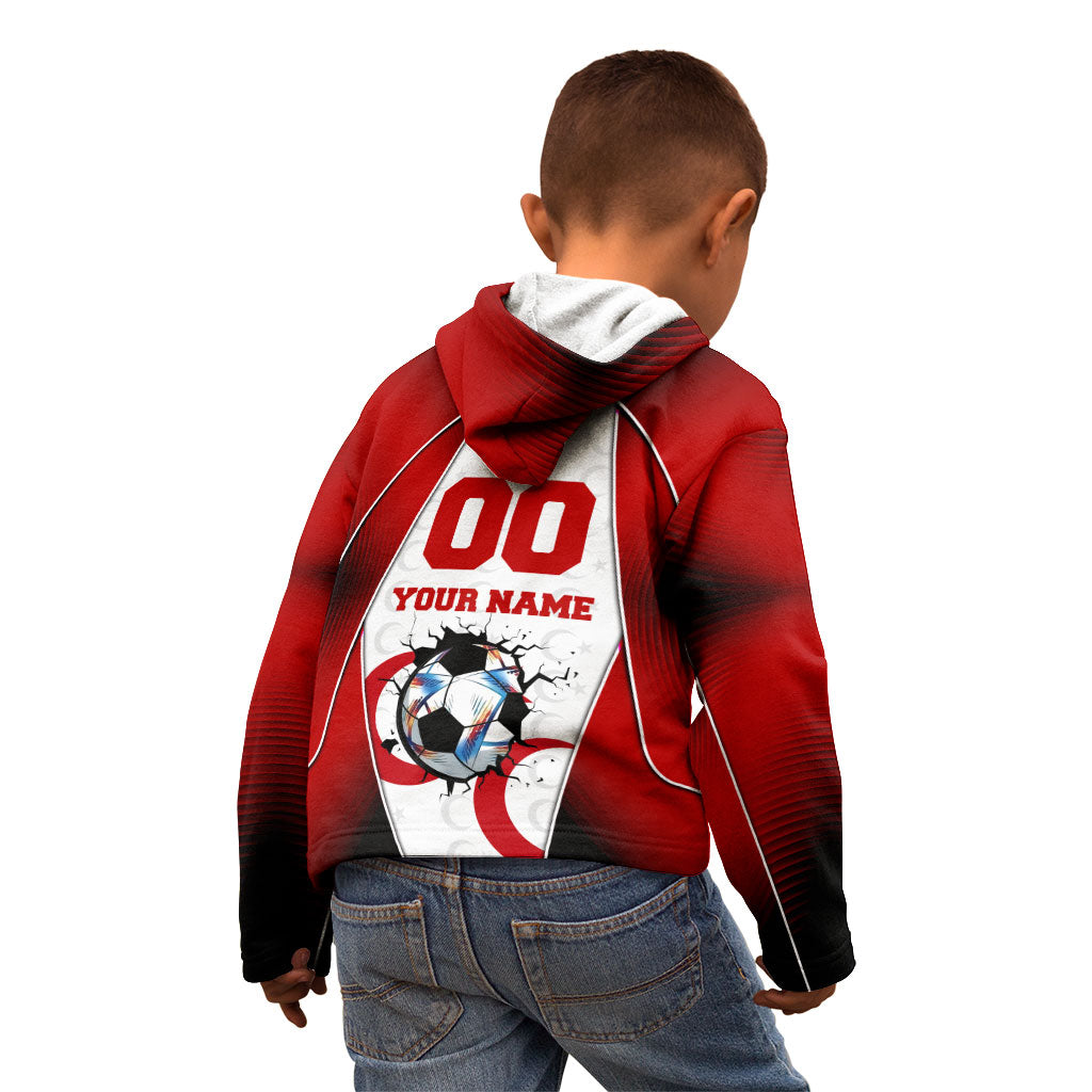 Personalized Turkey Football Grey Wolf Kid Hoodie Turkish Mascot Soccer Ball Burst