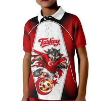 Personalized Turkey Football Grey Wolf Kid Polo Shirt Turkish Mascot Soccer Ball Burst