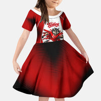 Personalized Turkey Football Grey Wolf Kid Short Sleeve Dress Turkish Mascot Soccer Ball Burst