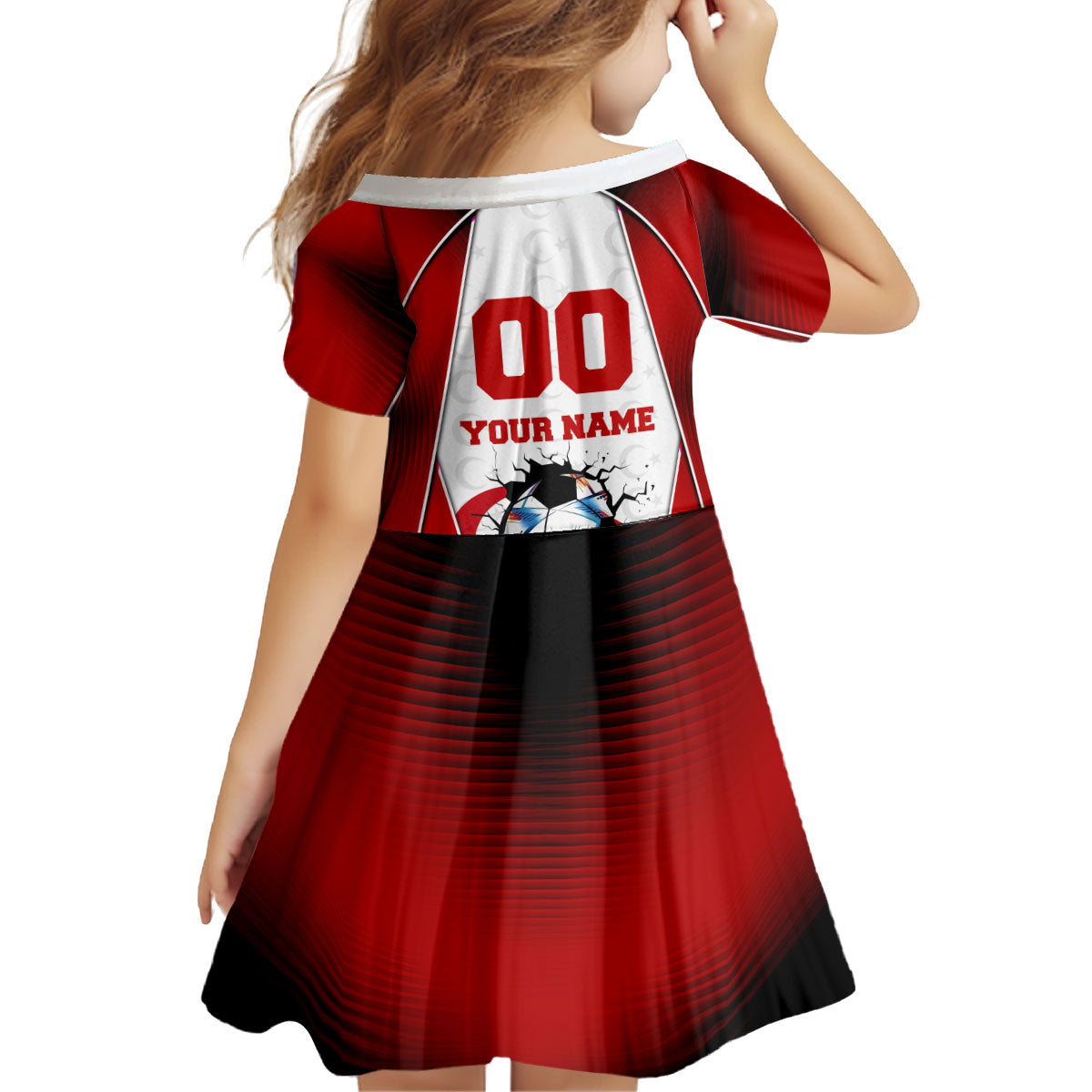 Personalized Turkey Football Grey Wolf Kid Short Sleeve Dress Turkish Mascot Soccer Ball Burst
