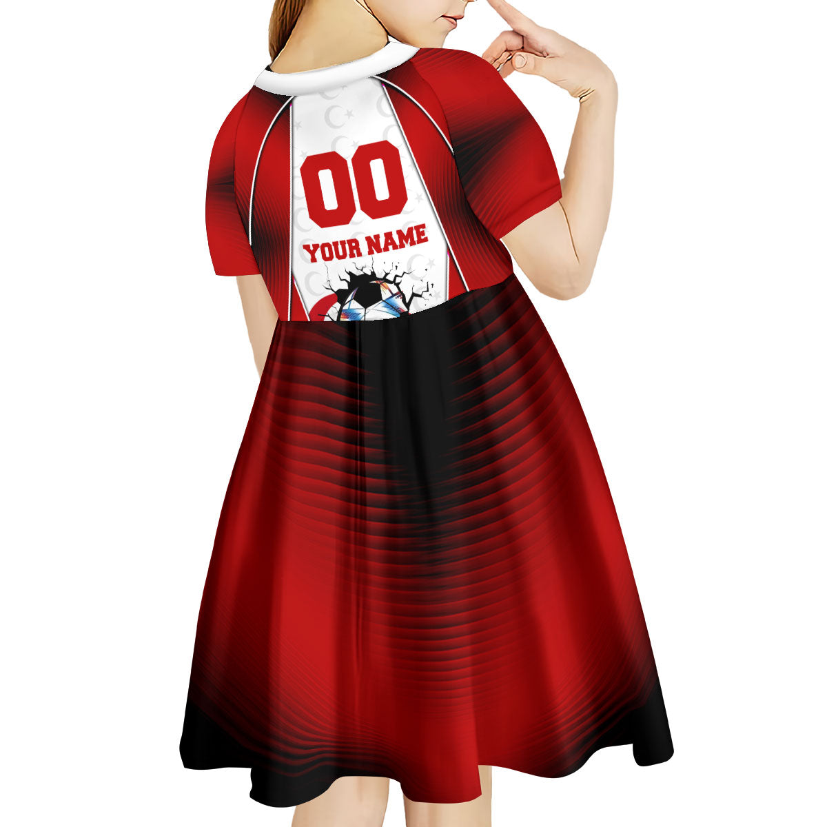 Personalized Turkey Football Grey Wolf Kid Short Sleeve Dress Turkish Mascot Soccer Ball Burst