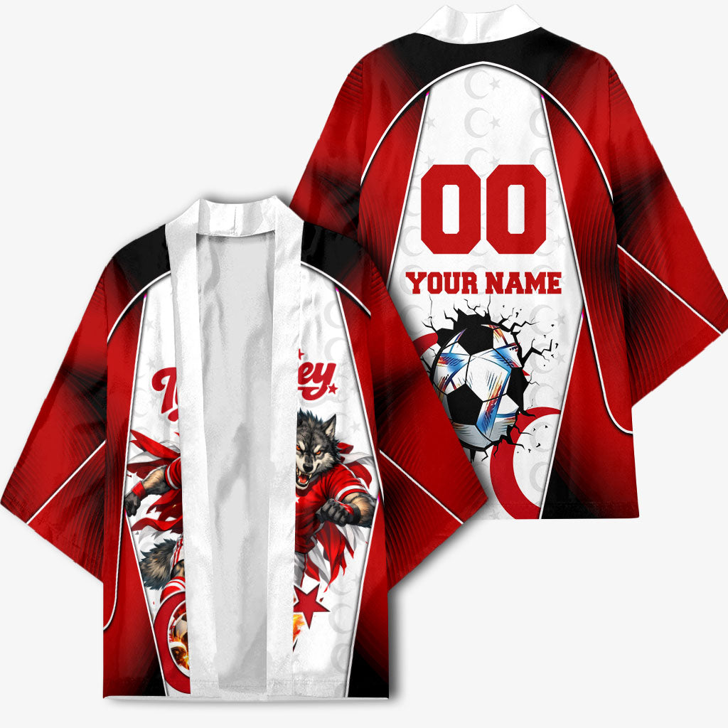 Personalized Turkey Football Grey Wolf Kimono Turkish Mascot Soccer Ball Burst