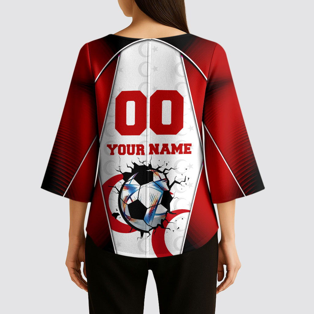 Personalized Turkey Football Grey Wolf Kimono Sleeve Blouse Turkish Mascot Soccer Ball Burst