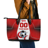 Personalized Turkey Football Grey Wolf Leather Tote Bag Turkish Mascot Soccer Ball Burst