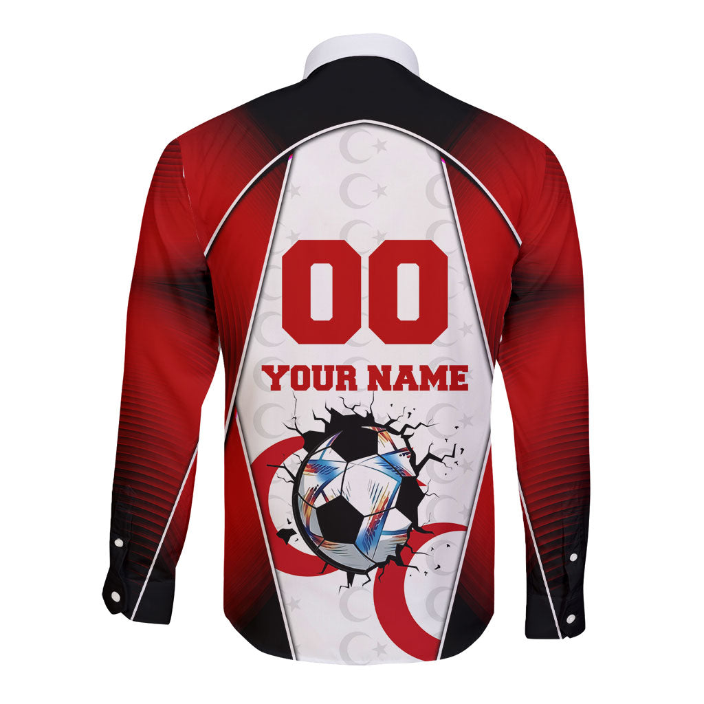 Personalized Turkey Football Grey Wolf Long Sleeve Button Shirt Turkish Mascot Soccer Ball Burst