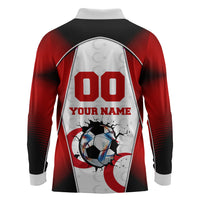 Personalized Turkey Football Grey Wolf Long Sleeve Polo Shirt Turkish Mascot Soccer Ball Burst