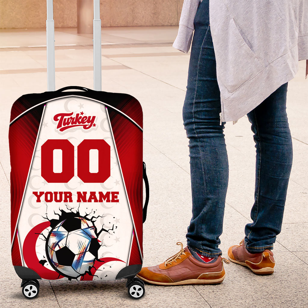 Personalized Turkey Football Grey Wolf Luggage Cover Turkish Mascot Soccer Ball Burst