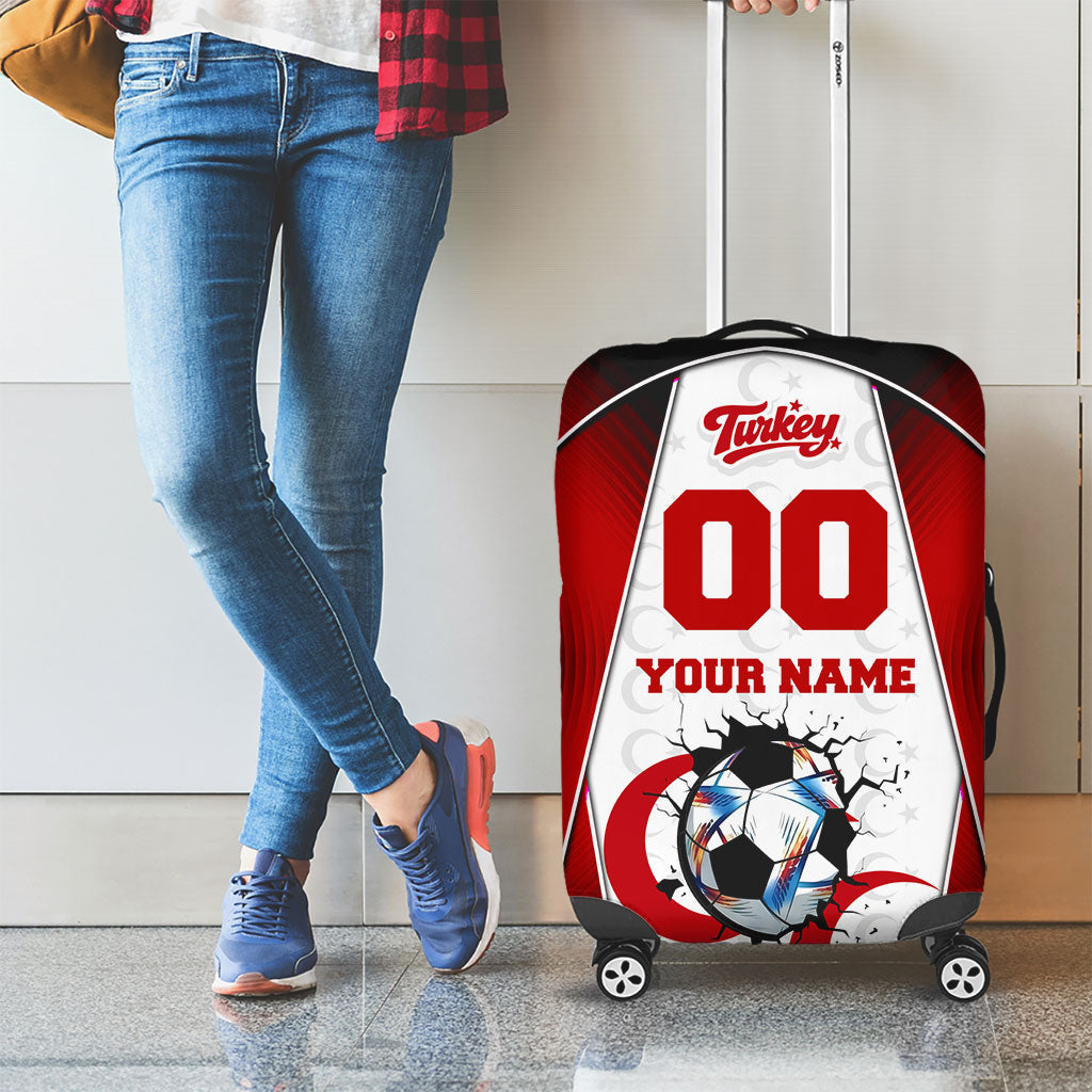 Personalized Turkey Football Grey Wolf Luggage Cover Turkish Mascot Soccer Ball Burst