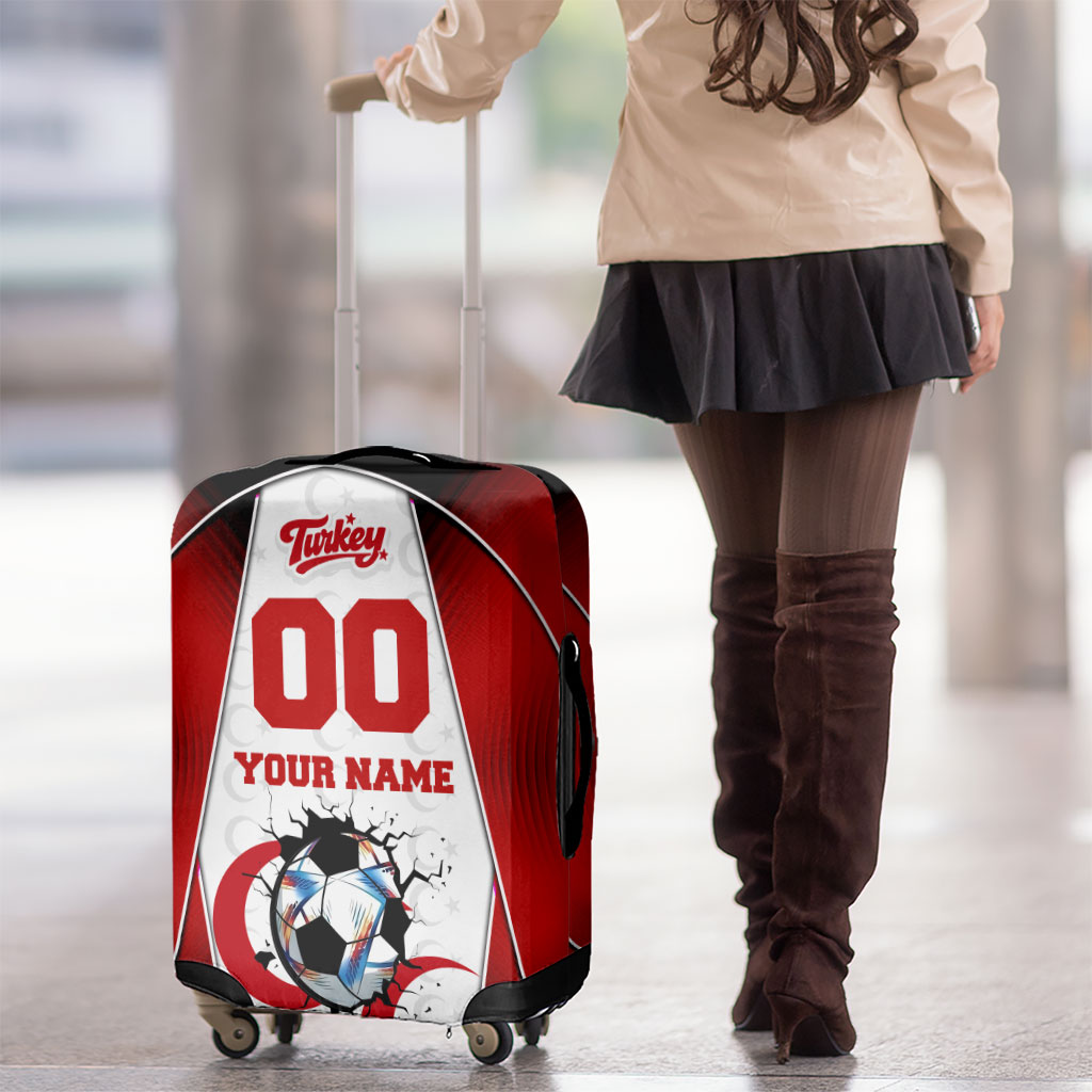 Personalized Turkey Football Grey Wolf Luggage Cover Turkish Mascot Soccer Ball Burst
