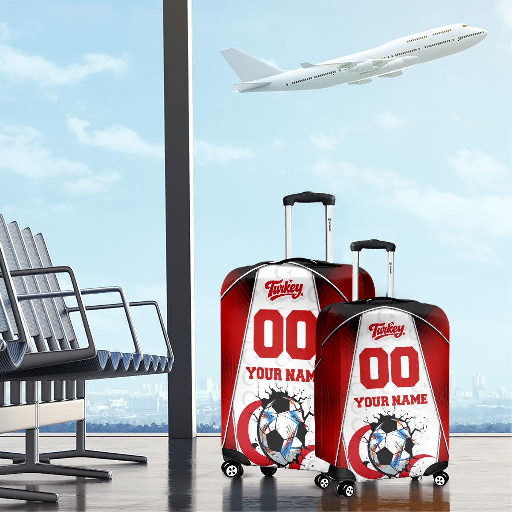 Personalized Turkey Football Grey Wolf Luggage Cover Turkish Mascot Soccer Ball Burst