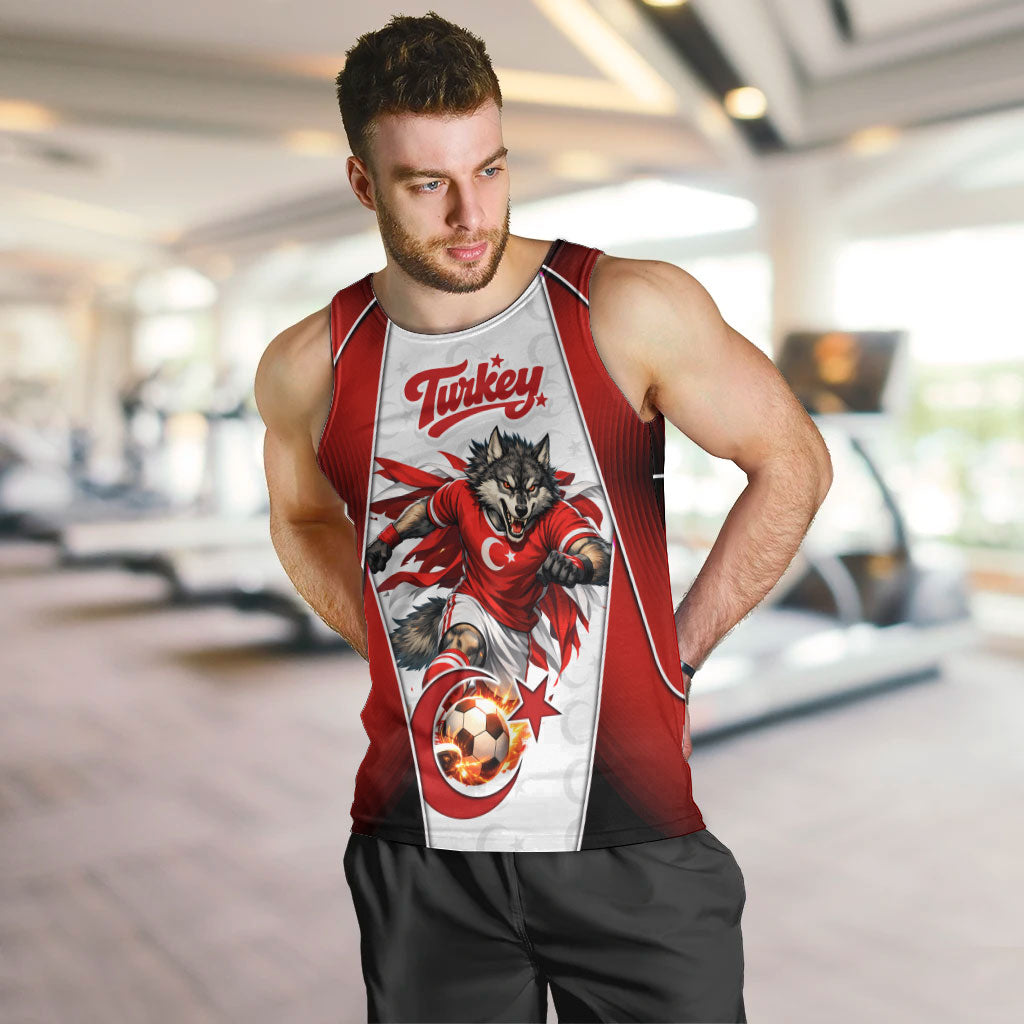 Personalized Turkey Football Grey Wolf Men Tank Top Turkish Mascot Soccer Ball Burst