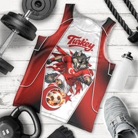 Personalized Turkey Football Grey Wolf Men Tank Top Turkish Mascot Soccer Ball Burst