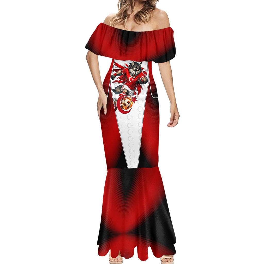 Personalized Turkey Football Grey Wolf Mermaid Dress Turkish Mascot Soccer Ball Burst
