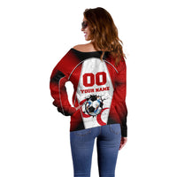 Personalized Turkey Football Grey Wolf Off Shoulder Sweater Turkish Mascot Soccer Ball Burst
