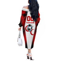 Personalized Turkey Football Grey Wolf Off The Shoulder Long Sleeve Dress Turkish Mascot Soccer Ball Burst