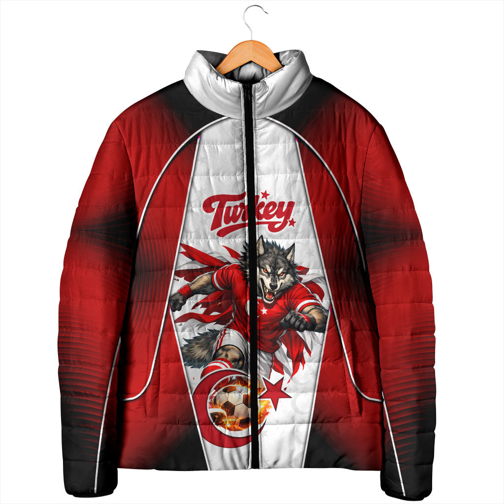 Personalized Turkey Football Grey Wolf Padded Jacket Turkish Mascot Soccer Ball Burst