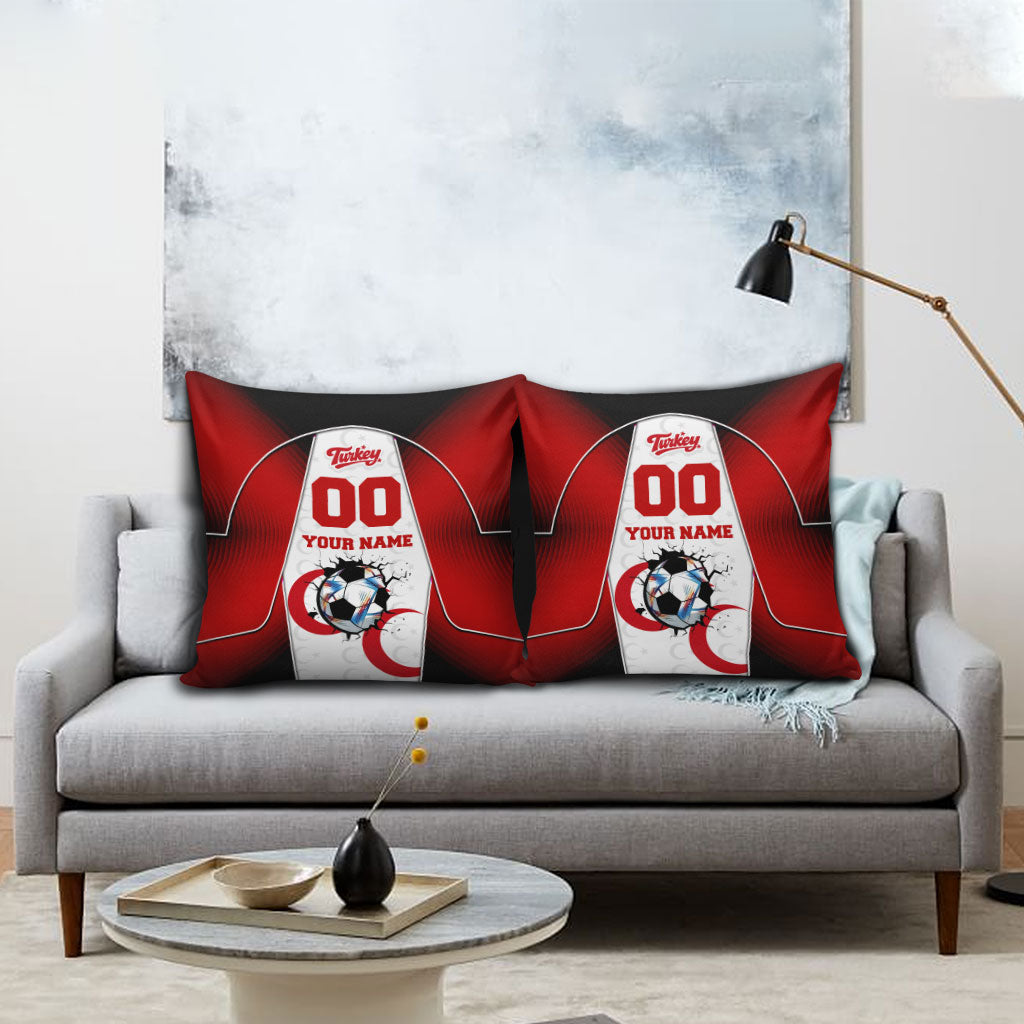 Personalized Turkey Football Grey Wolf Pillow Cover Turkish Mascot Soccer Ball Burst