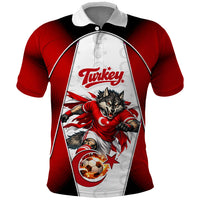 Personalized Turkey Football Grey Wolf Polo Shirt Turkish Mascot Soccer Ball Burst
