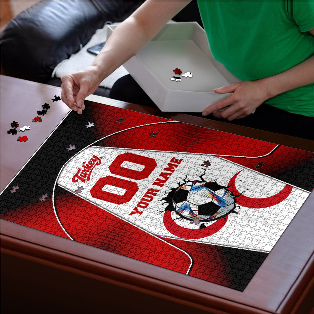 Personalized Turkey Football Grey Wolf Puzzle Turkish Mascot Soccer Ball Burst