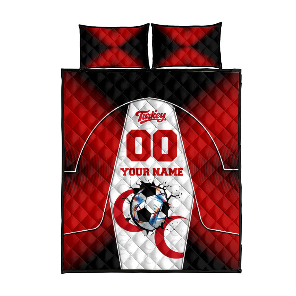 Personalized Turkey Football Grey Wolf Quilt Bed Set Turkish Mascot Soccer Ball Burst