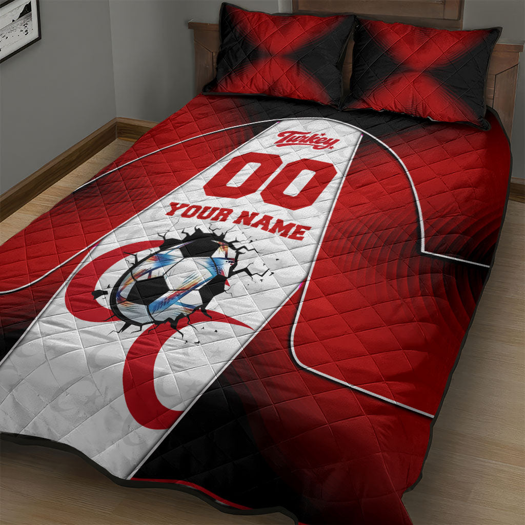 Personalized Turkey Football Grey Wolf Quilt Bed Set Turkish Mascot Soccer Ball Burst