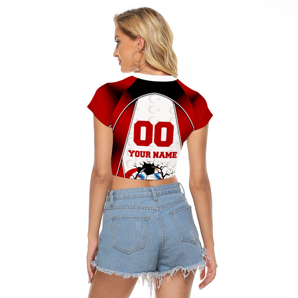 Personalized Turkey Football Grey Wolf Raglan Cropped T Shirt Turkish Mascot Soccer Ball Burst
