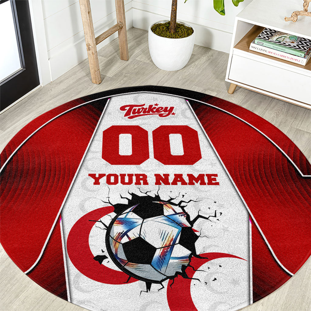 Personalized Turkey Football Grey Wolf Round Carpet Turkish Mascot Soccer Ball Burst