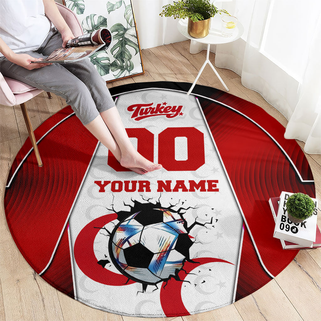 Personalized Turkey Football Grey Wolf Round Carpet Turkish Mascot Soccer Ball Burst