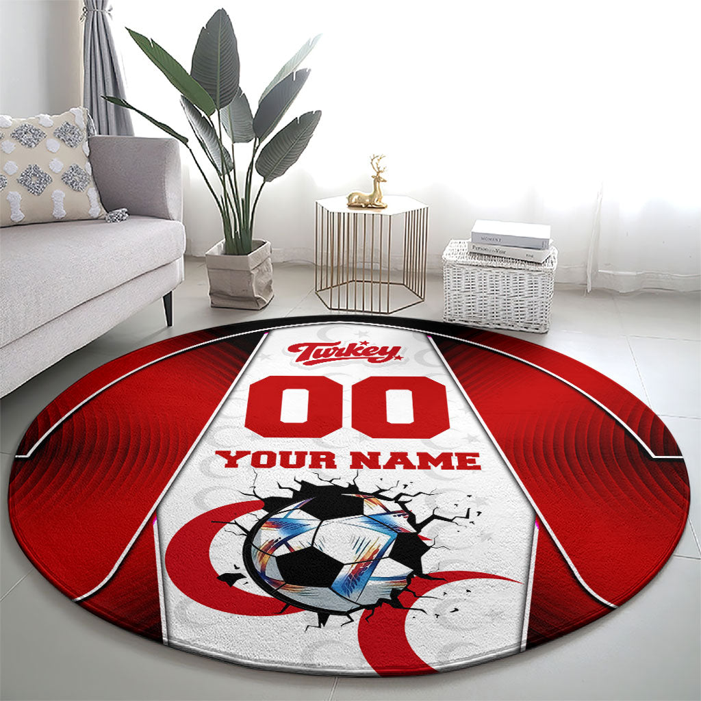 Personalized Turkey Football Grey Wolf Round Carpet Turkish Mascot Soccer Ball Burst
