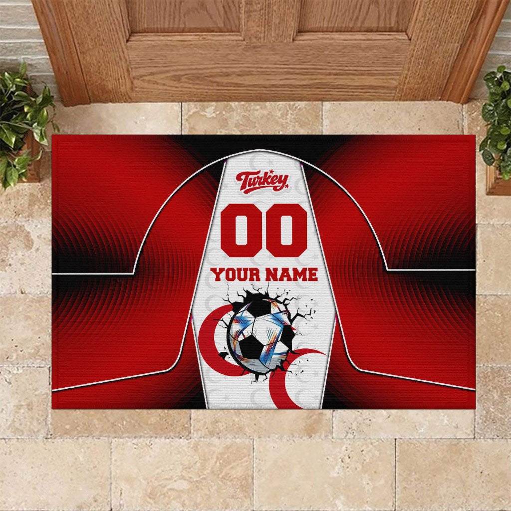 Personalized Turkey Football Grey Wolf Rubber Doormat Turkish Mascot Soccer Ball Burst