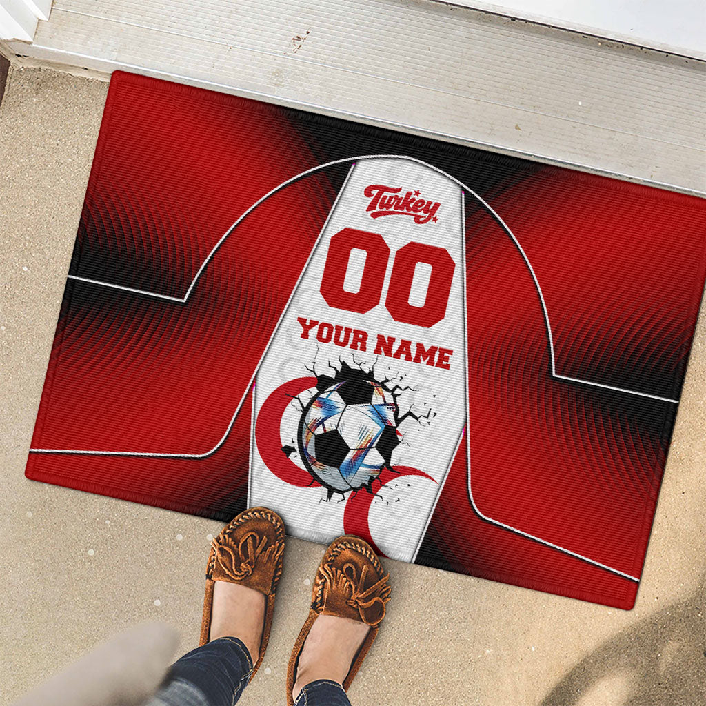 Personalized Turkey Football Grey Wolf Rubber Doormat Turkish Mascot Soccer Ball Burst