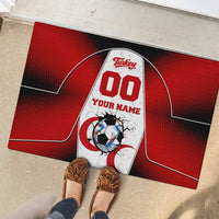 Personalized Turkey Football Grey Wolf Rubber Doormat Turkish Mascot Soccer Ball Burst